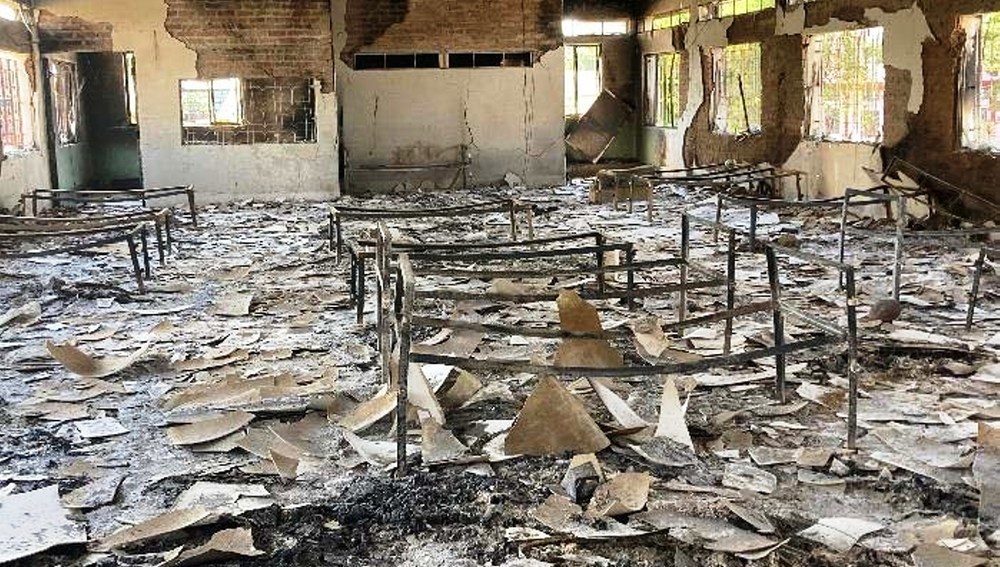 Zerstörtes Patoralzentrum im indischen Bundesstaat Manipur