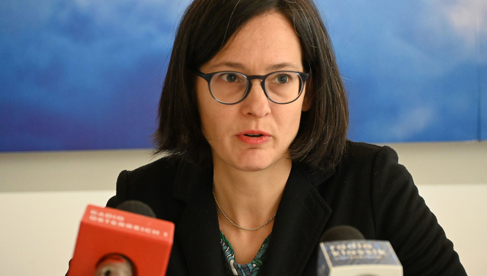 Katharina Renner, KAÖ-Vizepräsidentin bei Pressekonferenz am 15. Mai 2023 in Wien