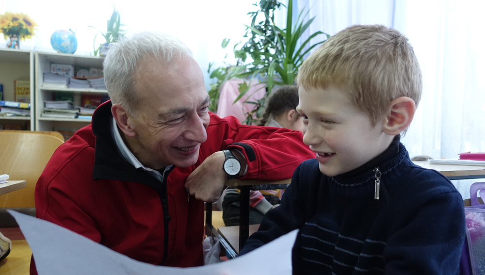 Caritas-Präsident Michael Landau im Kinderzentrum in Charkiv                          