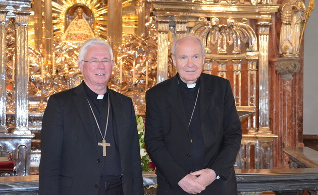 Erzbischof Franz Lackner, neuer Vorsitzender der Bischofskonferenz, und der bisherige Vorsitzende, Kardinal Christoph Schönborn (Mariazell, 16.6.2020)