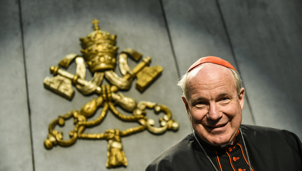 Kardinal Christoph Schönborn, Erzbischof von Wien, bei der Vorstellung des nachsynodalen Schreibens 'Amoris laetitia', 'Freude der Liebe', am 8. April 2016 im Vatikan.