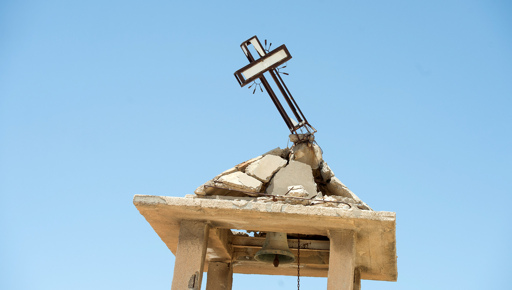 Zerstörter Glockenturm im Irak, Juni 2019
