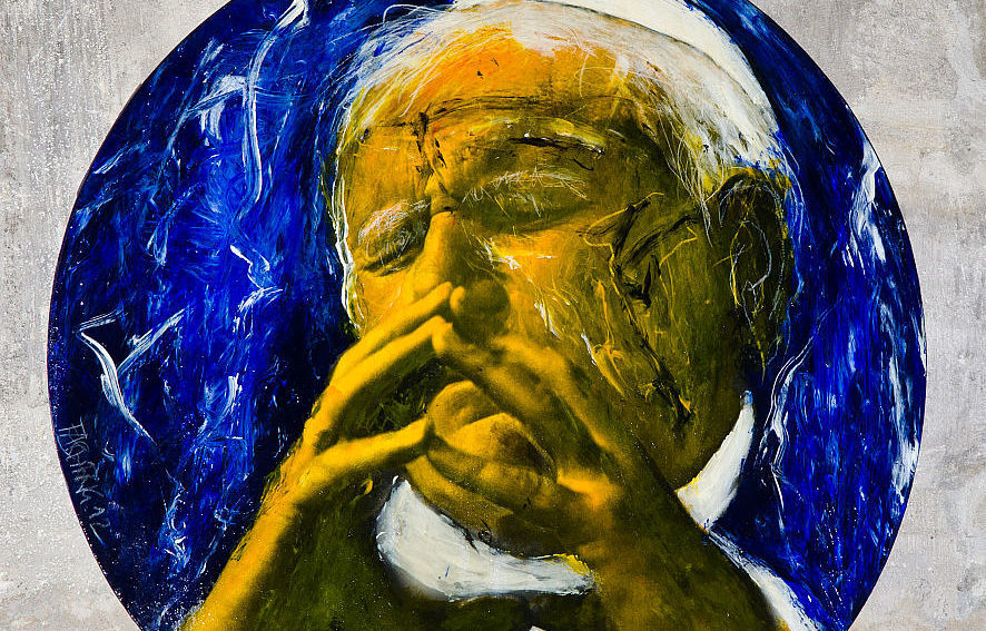 Tondo des heiligen Papstes Johannes Paul II. von Bernd Fasching