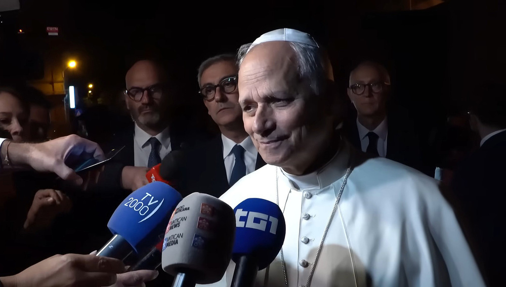 Papst Leo XIV. bei Statement vor Medienvertretern