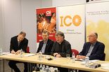 Pressekonferenz zur kirchlichen Hilfe für den Nordirak (v.r.n.l.: AKV-Präsident Helmut Kukacka, Bischof Manfred Scheuer, ICO-Obmann Slawomir Dadas, CSI-Vorstand Georg Pulling)